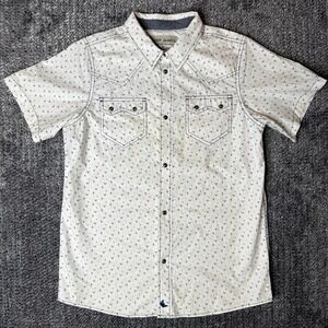 Cody James Mens XL White Western Short Sleeve Steer Cactus Print Button Down